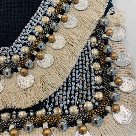 Handmade in India burlap clutch with sequins - Picture 3 of 16